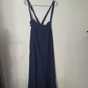 Anthropologie Navy Crinkle Dress